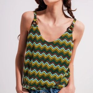 NEW Q2 Zig Zag Crochet Tank knitted top size S